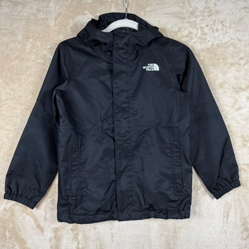 The North Face Youth Small 7/8 Black Hooded Rain Jacket Mesh Lined Windbreaker